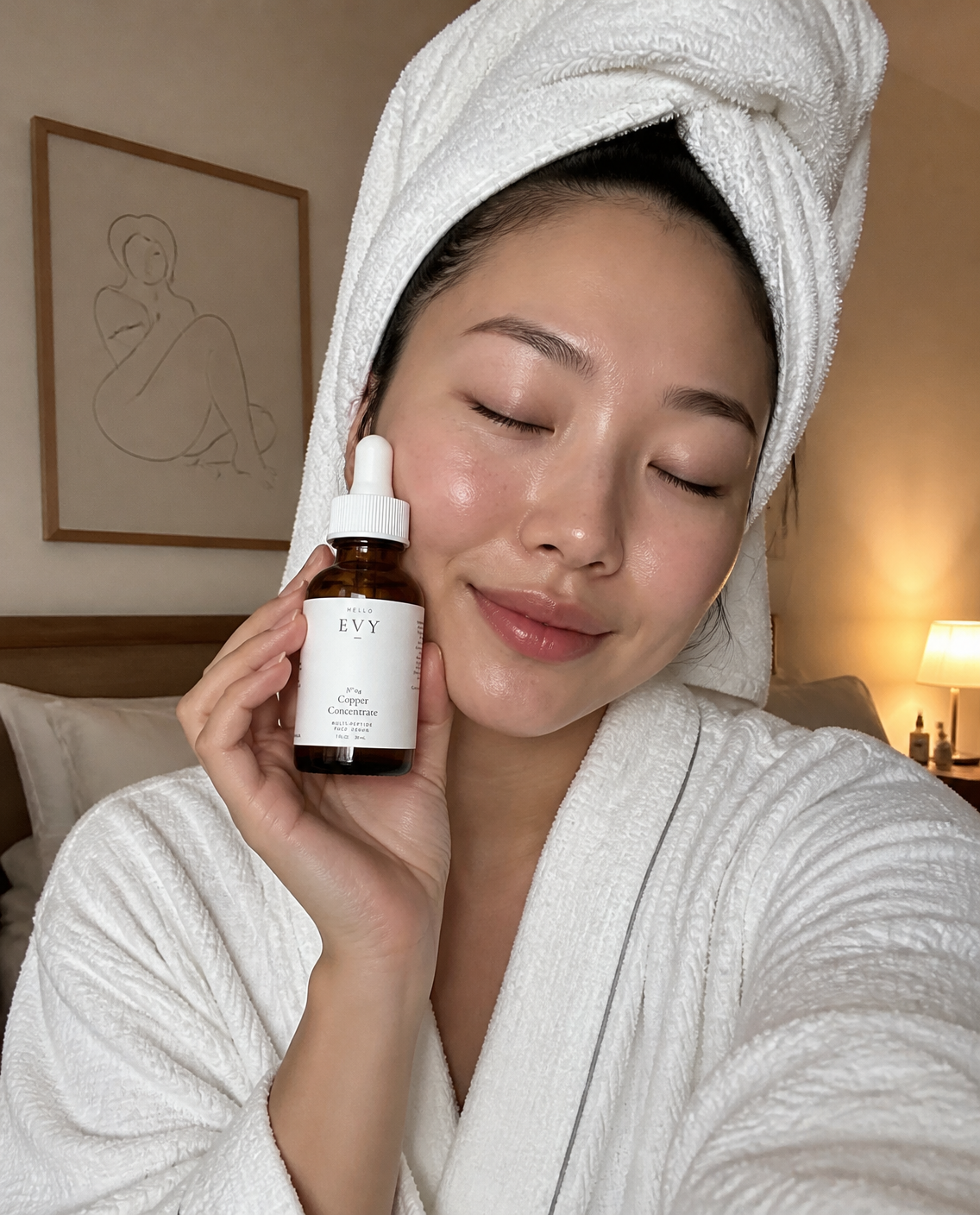 Customer holding Hello Evy No. 04 Copper Concentrate peptide serum